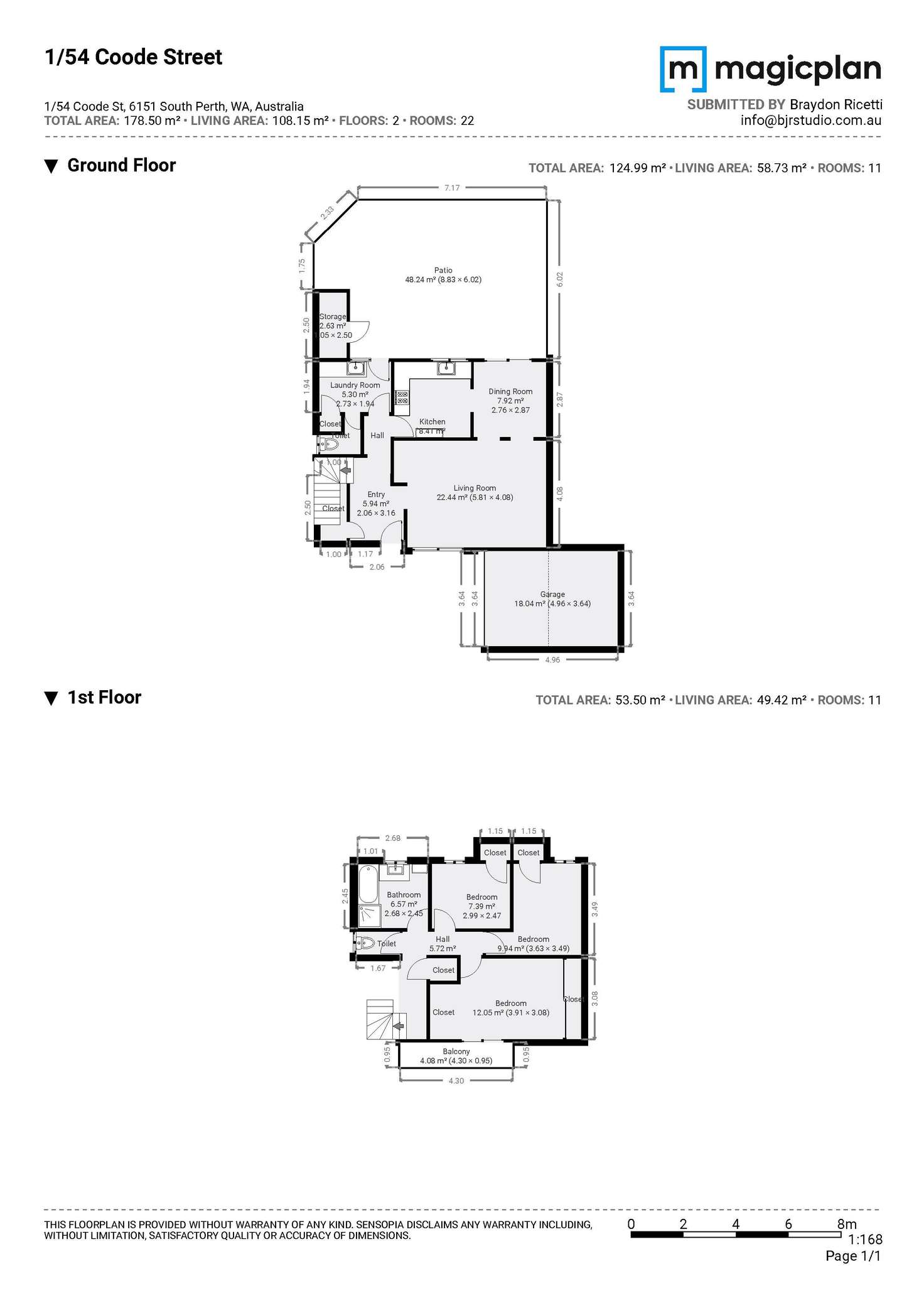 Floorplan of Homely townhouse listing, 1/54 Coode Street, South Perth WA 6151