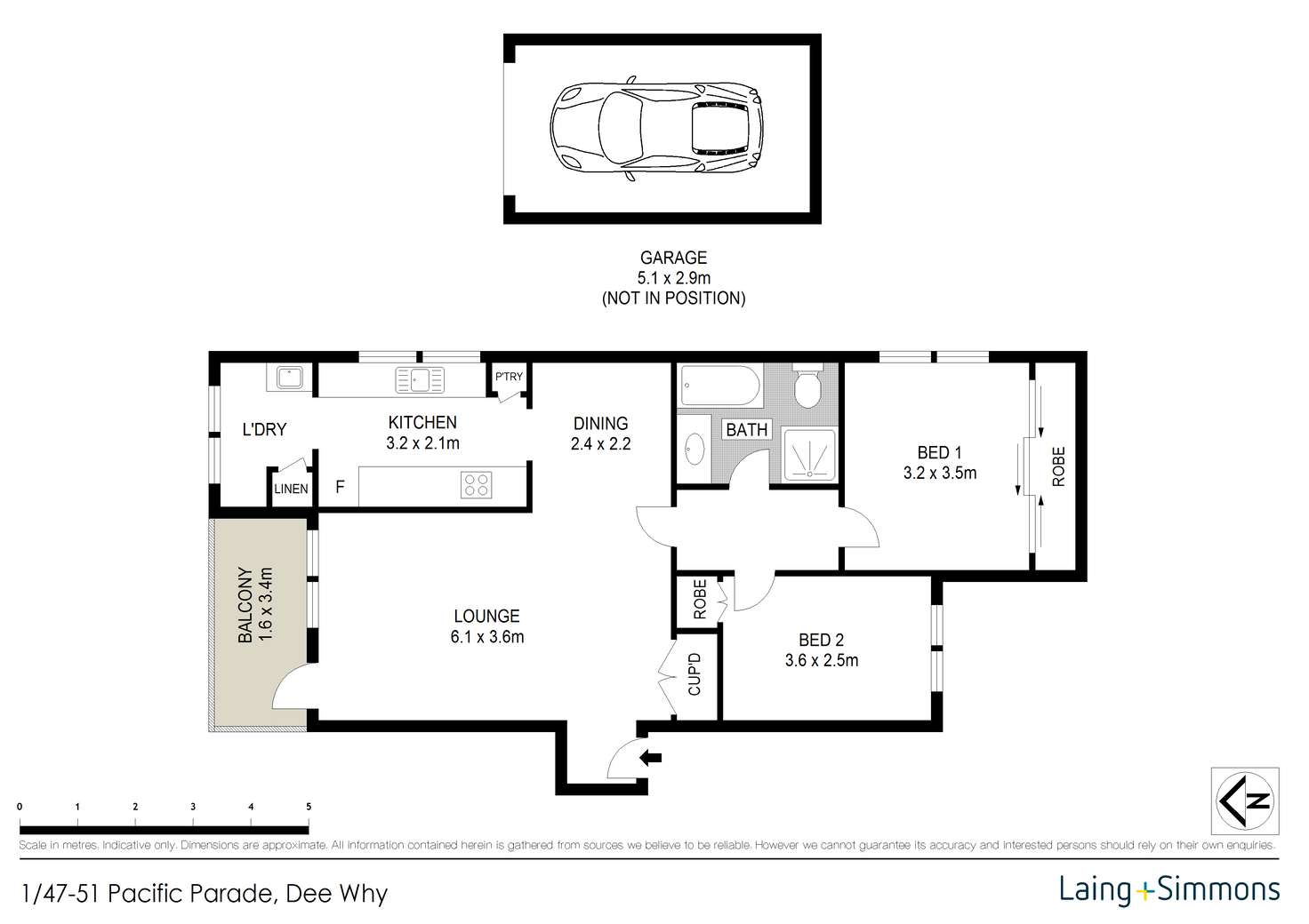 Floorplan of Homely apartment listing, 1/47-51 Pacific Parade, Dee Why NSW 2099