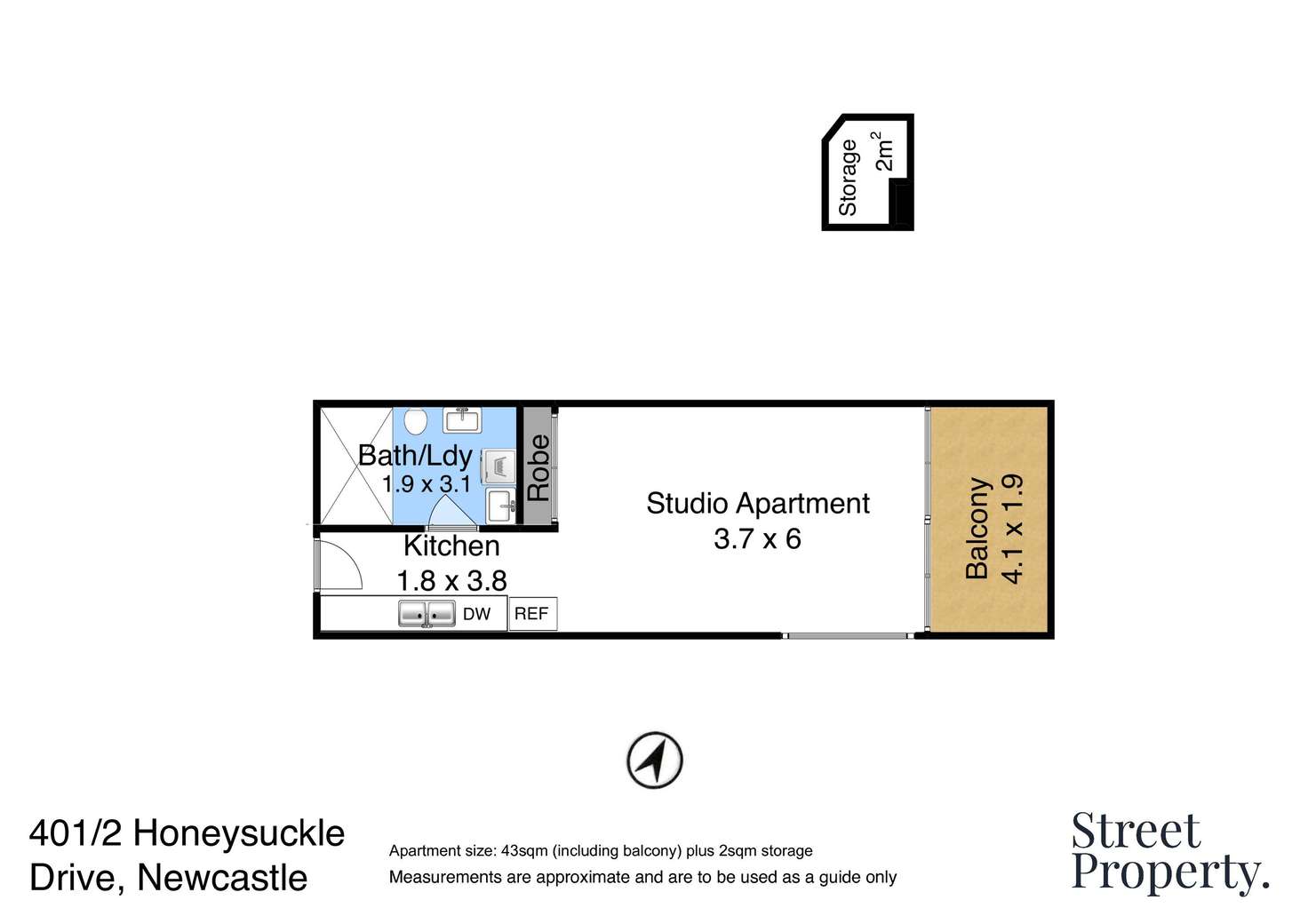 Floorplan of Homely apartment listing, 401/2 Honeysuckle Drive, Newcastle NSW 2300
