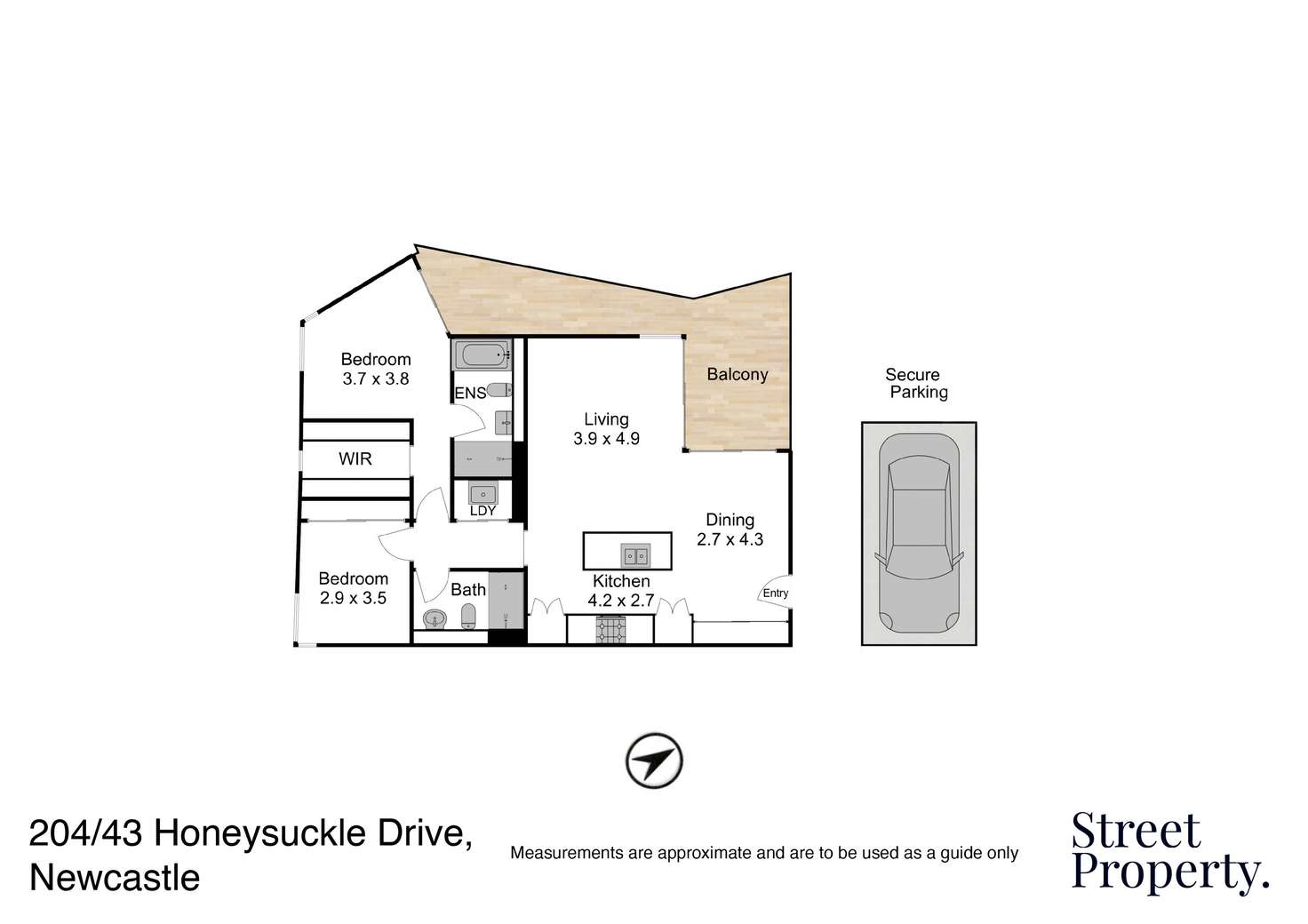 Floorplan of Homely apartment listing, 204/43 Honeysuckle Drive, Newcastle NSW 2300