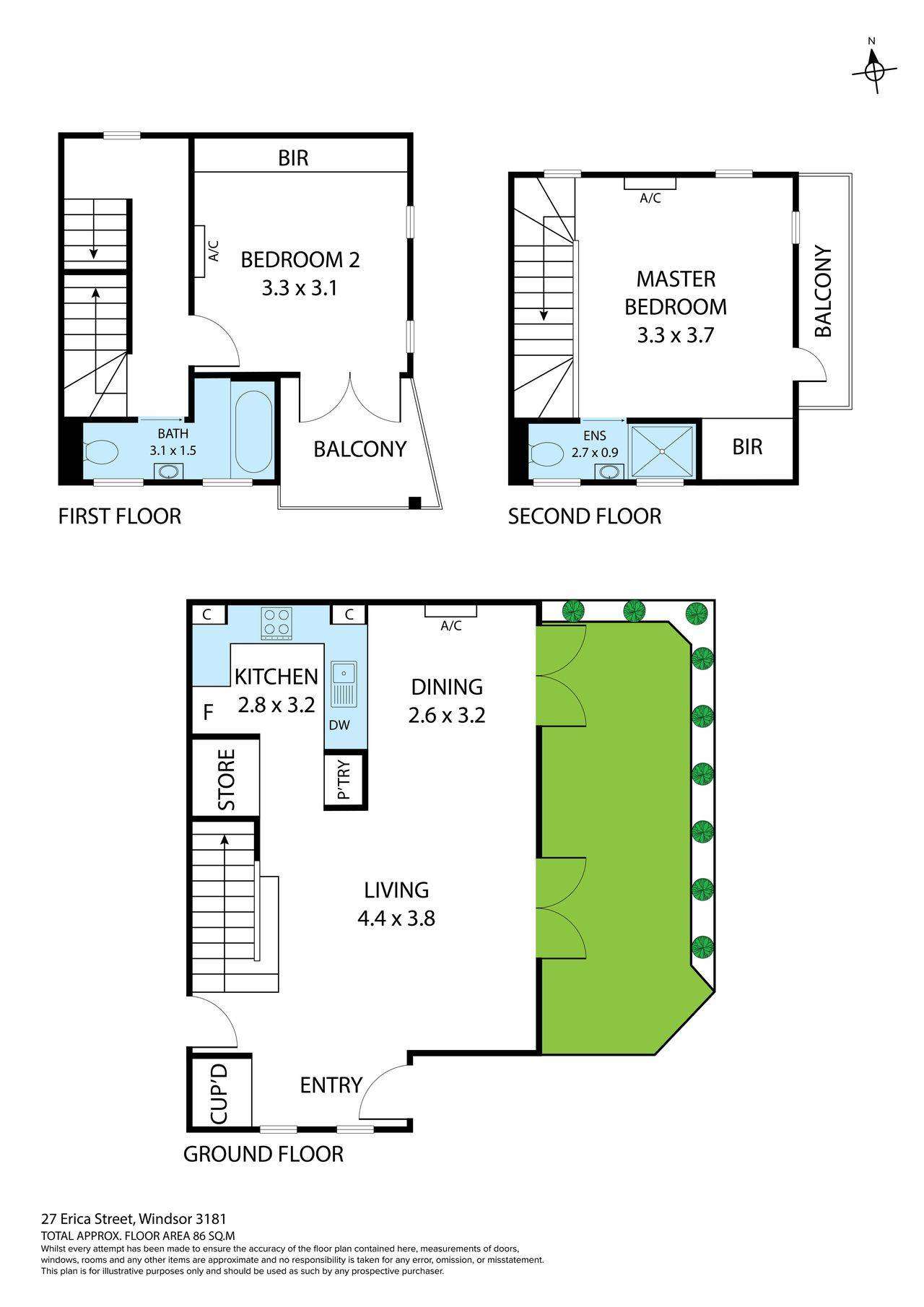 Floorplan of Homely townhouse listing, 27 Erica Street, Windsor VIC 3181