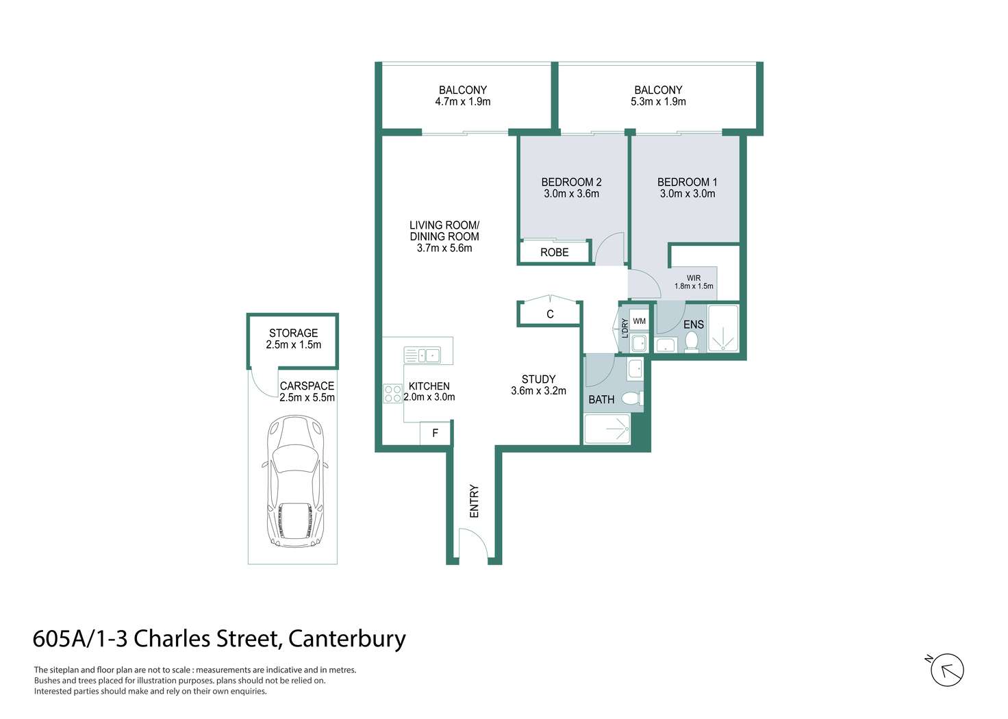 Floorplan of Homely unit listing, 605A/1-3 Charles Street, Canterbury NSW 2193