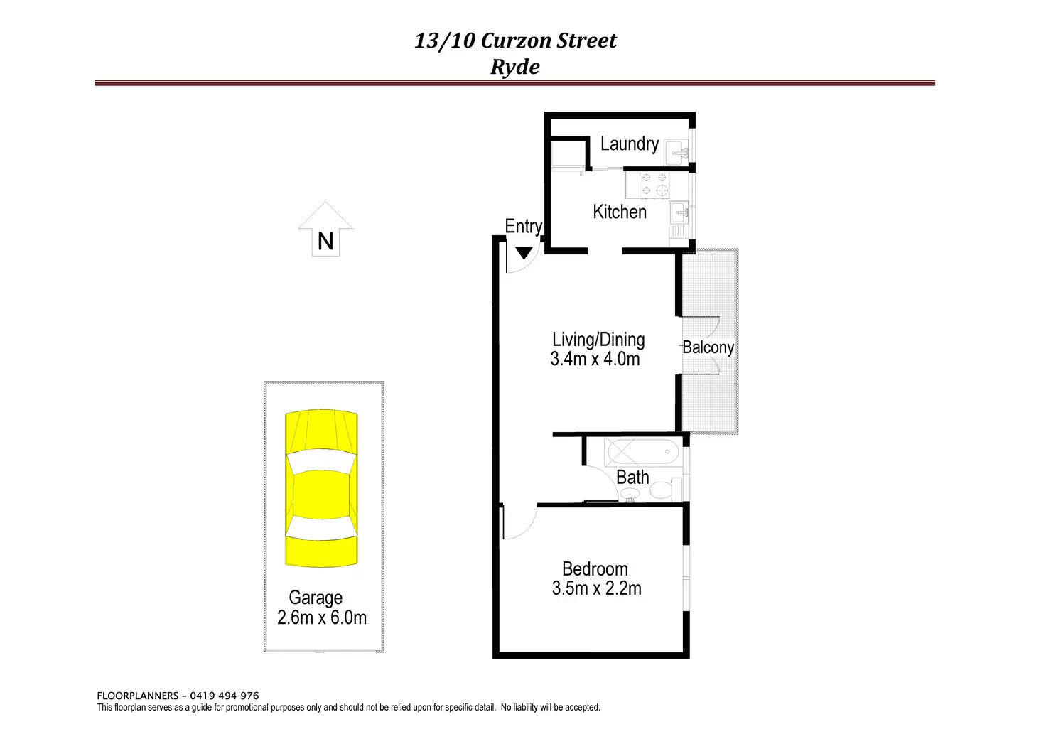 Floorplan of Homely unit listing, 13/10 Curzon Street, Ryde NSW 2112