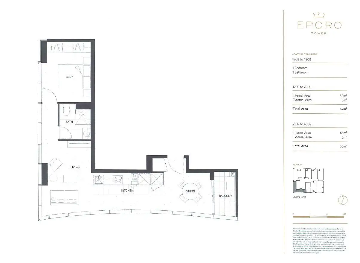 Floorplan of Homely apartment listing, 3109/285 La Trobe Street, Melbourne VIC 3000