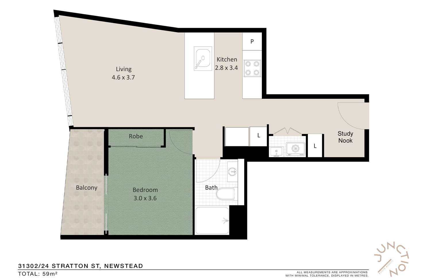 Floorplan of Homely apartment listing, 1001/24 Stratton Street, Newstead QLD 4006