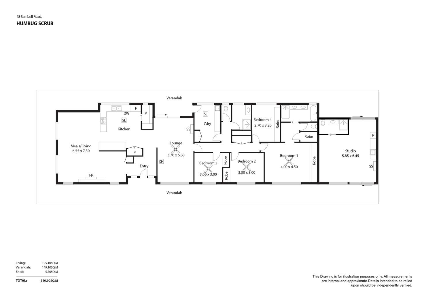 Floorplan of Homely acreageSemiRural listing, 48 Sambell Road, Humbug Scrub SA 5114