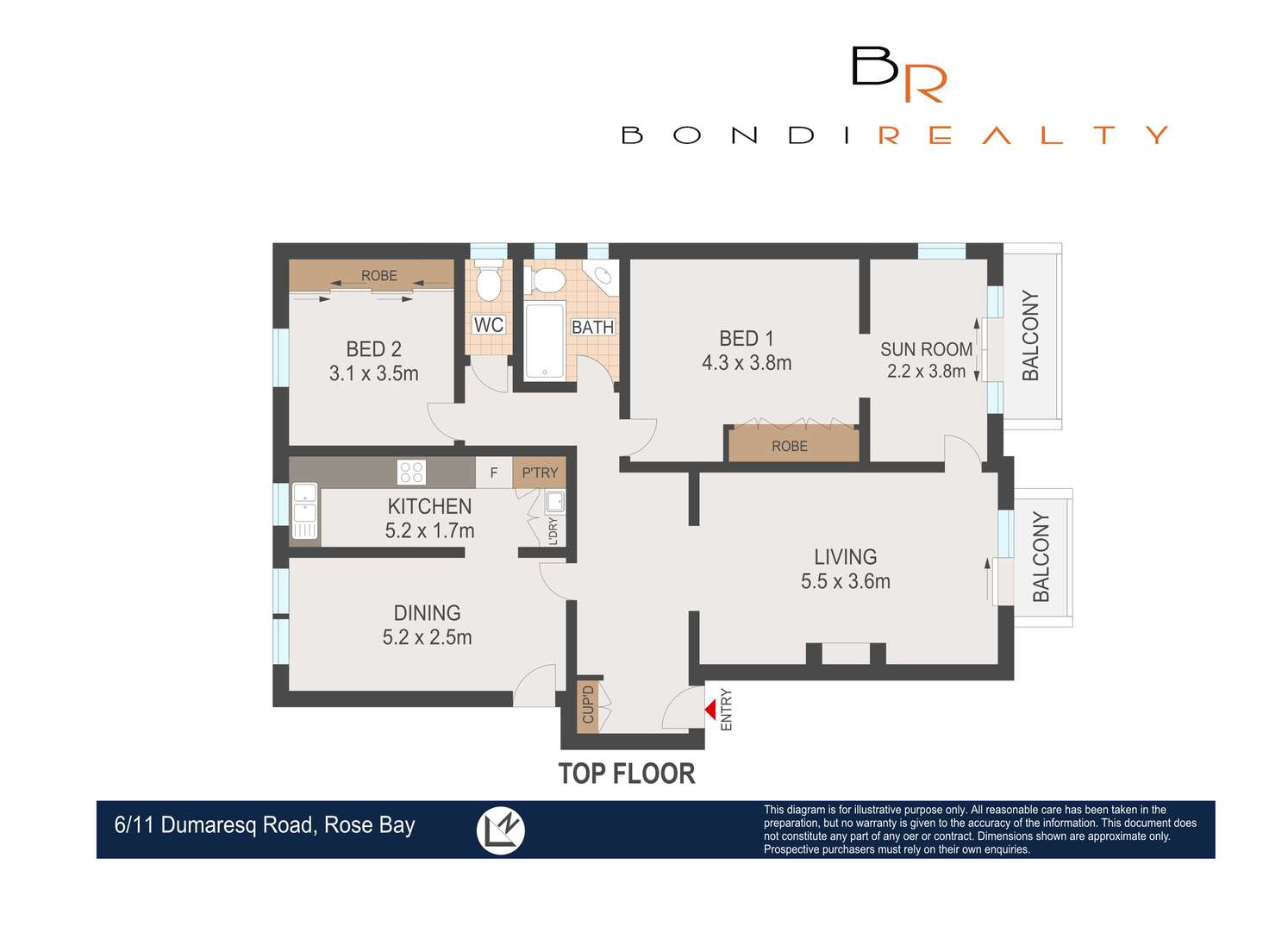 Floorplan of Homely unit listing, Unit 6/11 Dumaresq Road, Rose Bay NSW 2029