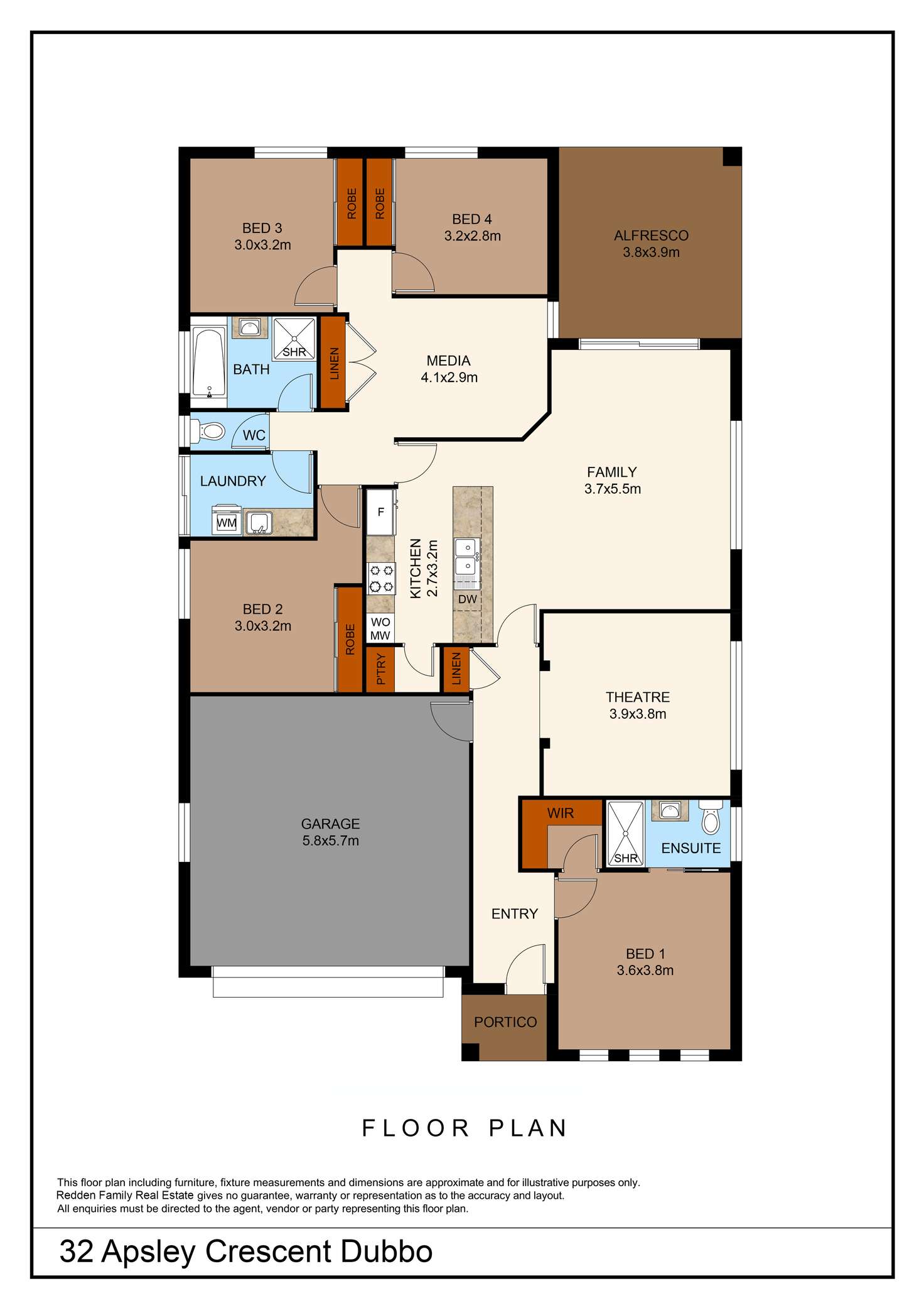 Floorplan of Homely house listing, 32 Apsley Crescent, Dubbo NSW 2830