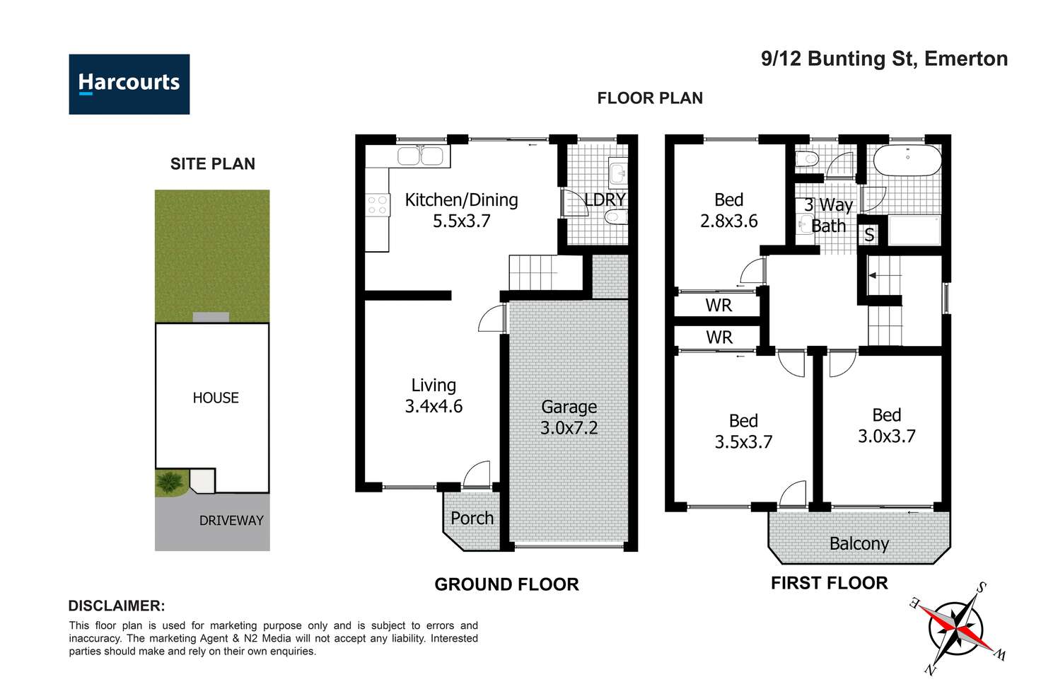 Floorplan of Homely townhouse listing, 9/12 Bunting Street, Emerton NSW 2770
