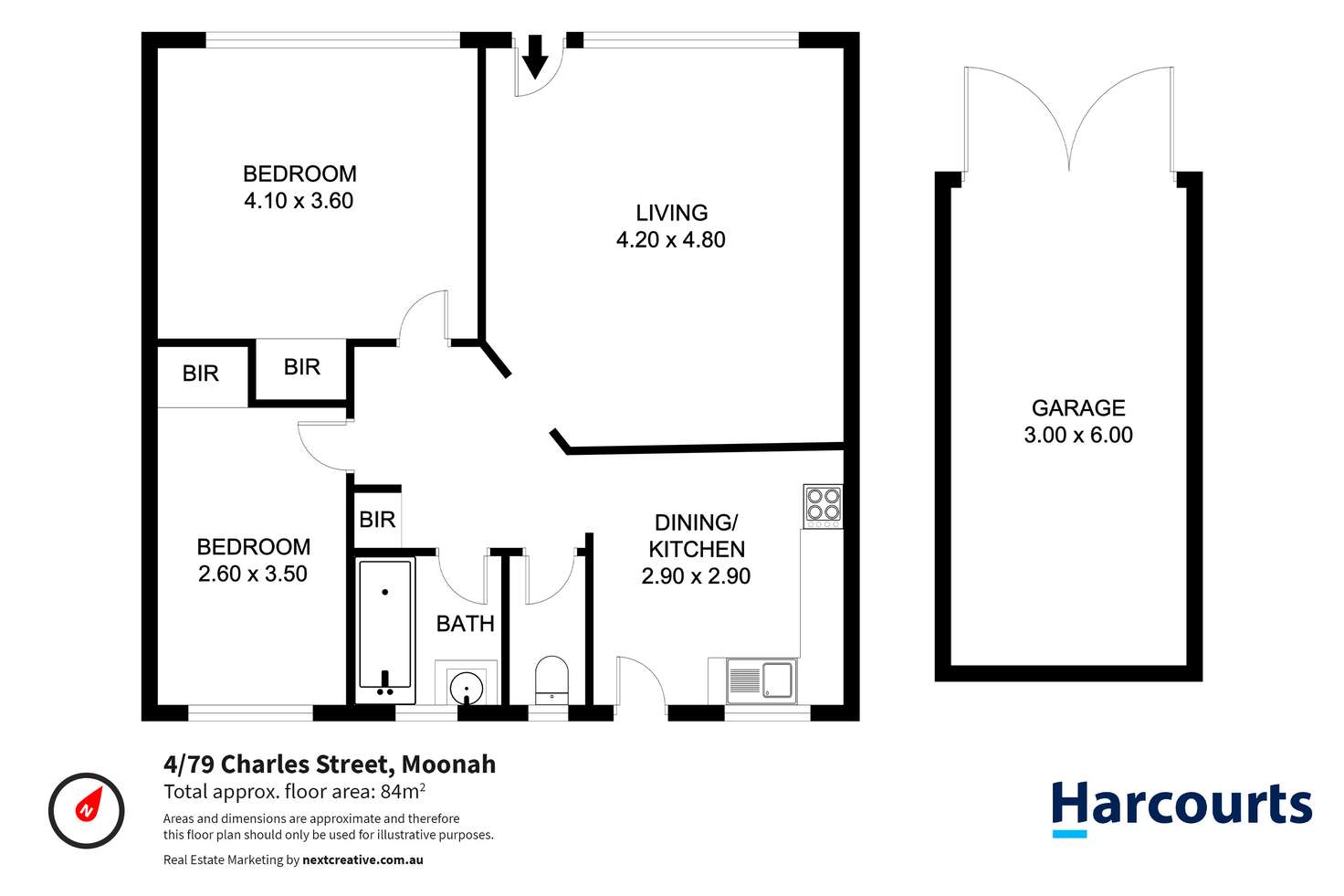 Floorplan of Homely unit listing, 4/79 Charles Street, Moonah TAS 7009