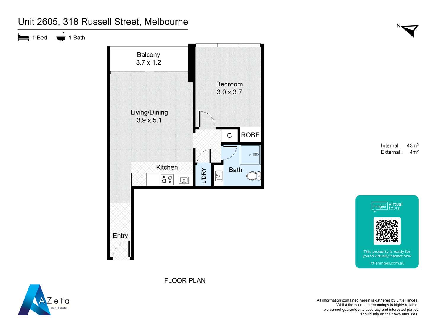 Floorplan of Homely apartment listing, 2605/318 Russell Street, Melbourne VIC 3000
