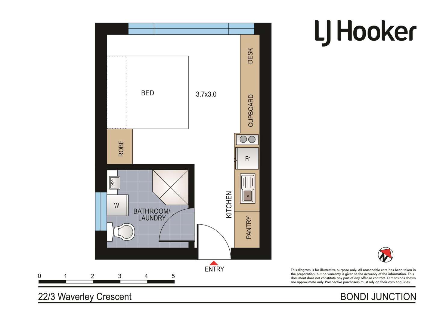 Floorplan of Homely studio listing, 22/3 Waverley Crescent, Bondi Junction NSW 2022