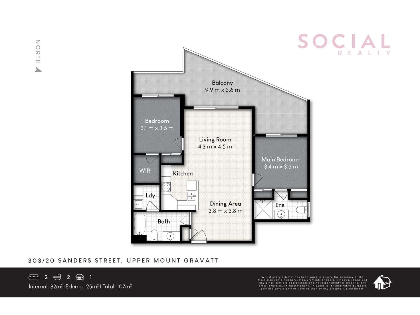Floorplan of Homely apartment listing, 303/20 Sanders Street, Upper Mount Gravatt QLD 4122
