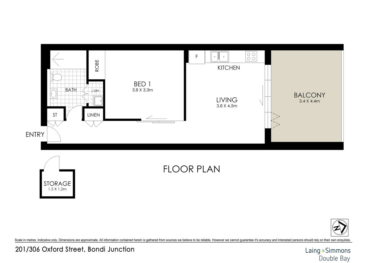 Floorplan of Homely apartment listing, 201/306 Oxford Street, Bondi Junction NSW 2022