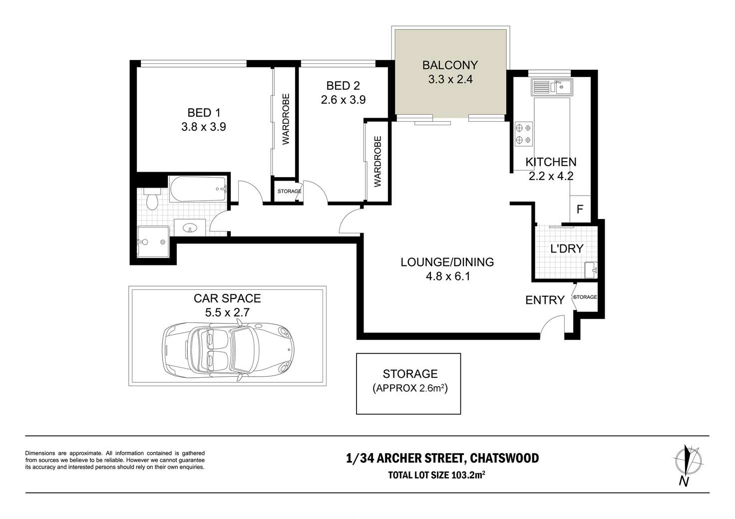 Floorplan of Homely unit listing, 1/34 Archer Street, Chatswood NSW 2067