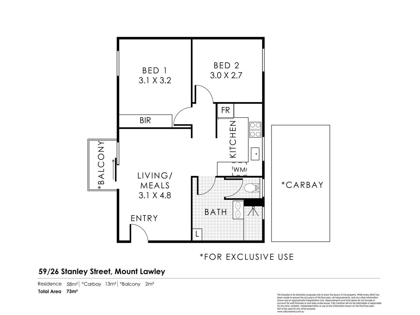 Floorplan of Homely apartment listing, 59/26 Stanley Street, Mount Lawley WA 6050