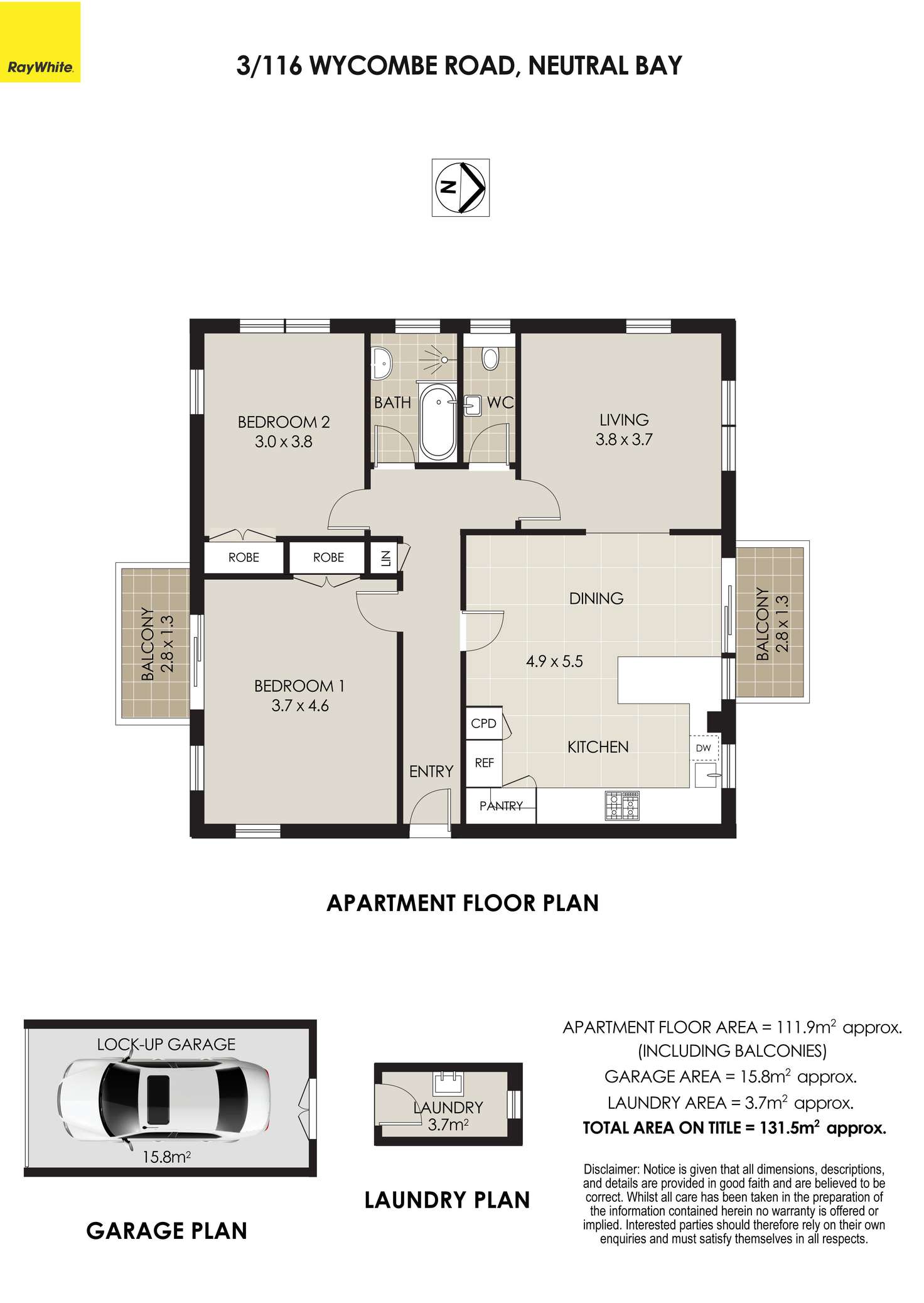 Floorplan of Homely apartment listing, 3/116 Wycombe Road, Neutral Bay NSW 2089