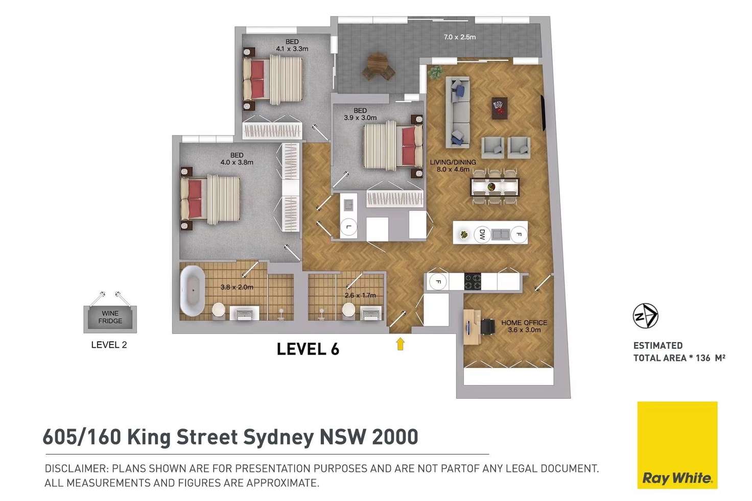 Floorplan of Homely apartment listing, 605/160 King Street, Sydney NSW 2000
