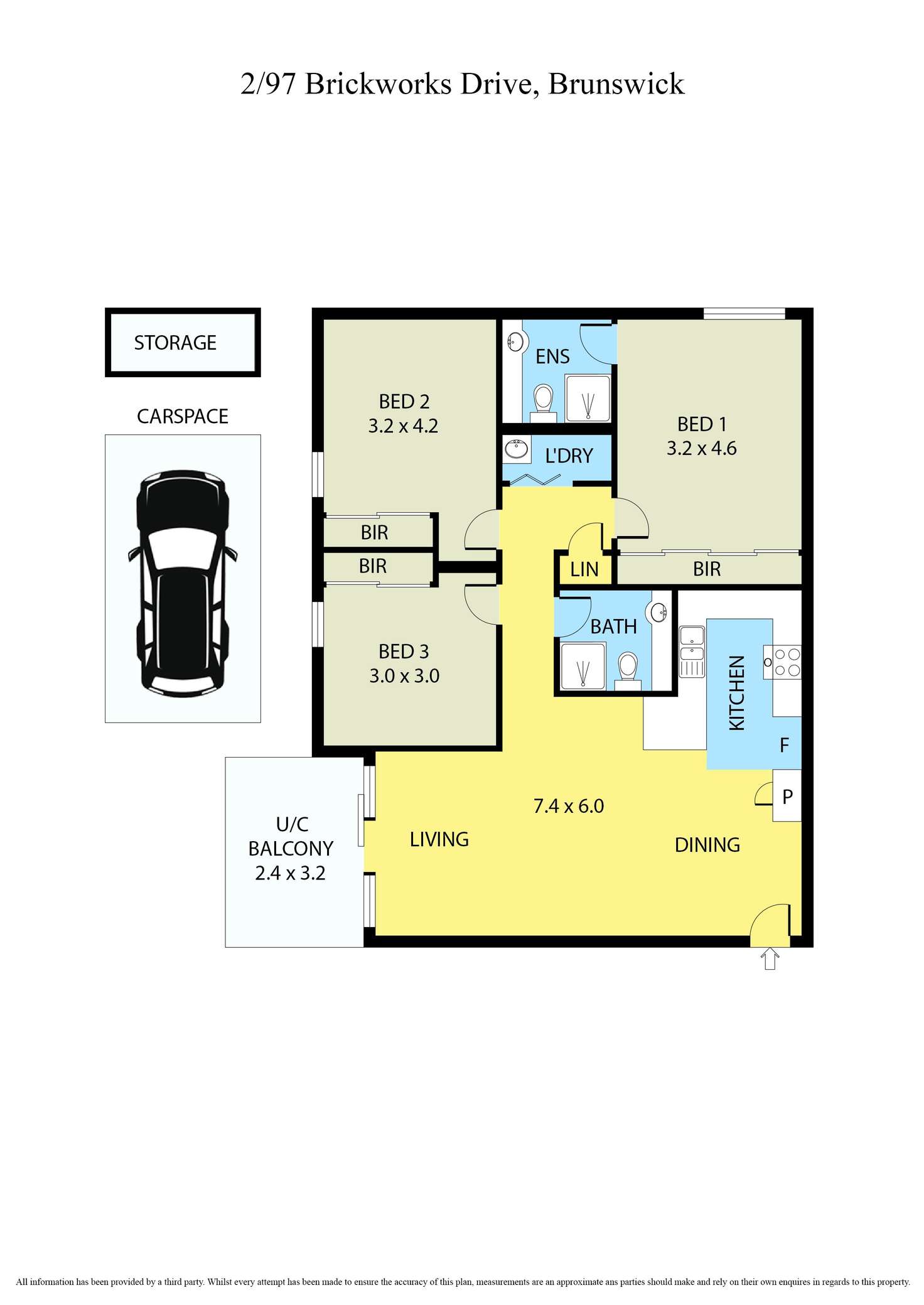 Floorplan of Homely apartment listing, 2/97 Brickworks Drive, Brunswick VIC 3056