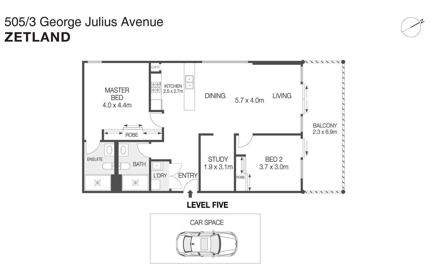 Floorplan of Homely apartment listing, 505/3 George Julius Avenue, Zetland NSW 2017