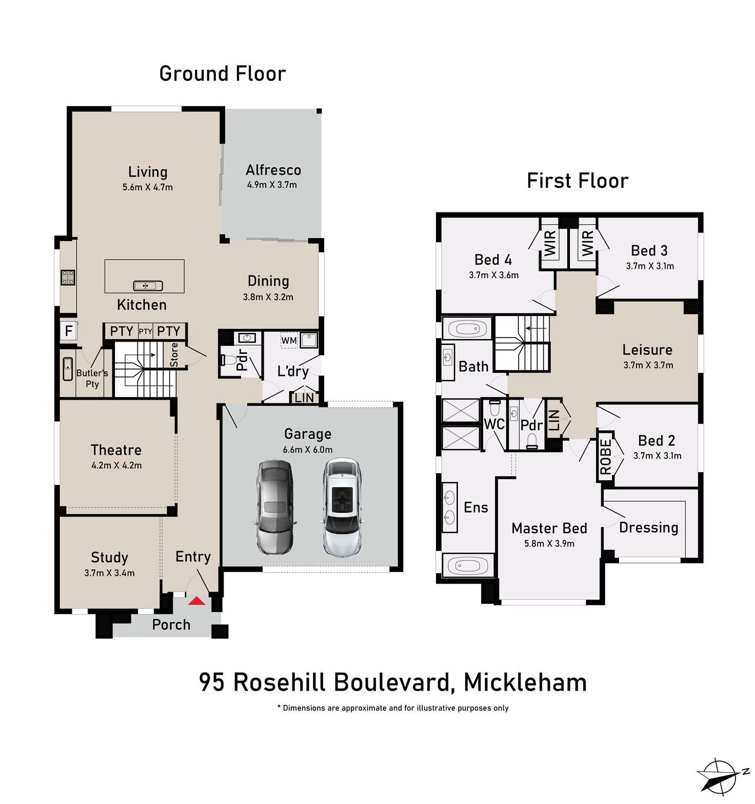 Floorplan of Homely house listing, 95 Rosehill Boulevard, Mickleham VIC 3064