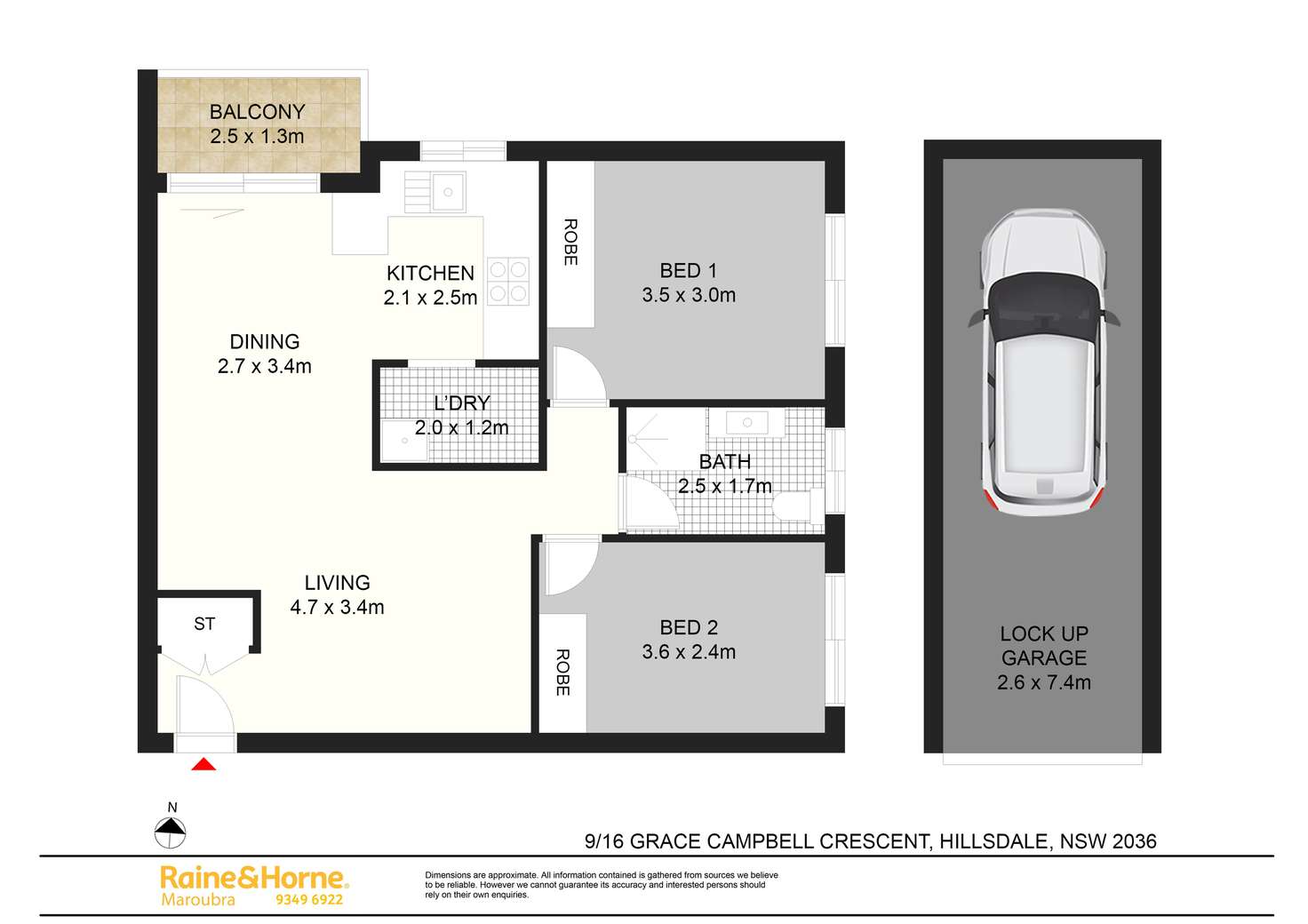 Floorplan of Homely unit listing, 9/16 Grace Campbell Crescent, Hillsdale NSW 2036